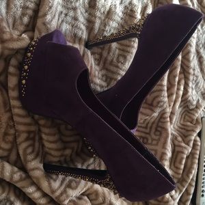 Purple gold studded heels